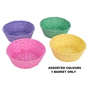 Easter Round Bamboo Basket 20cm Pk 1 Assorted Colours