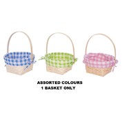 Easter Bamboo Basket with Handle & Fabric Lining 20cm Pk 1 Assorted Colours