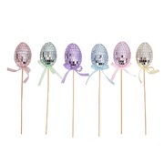 Mirror Ball Easter Egg Picks Mixed Colours Pk 6 22cm x 6cm