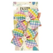 Easter Bunny Pastel Ribbon Bow Hair Clips Pk 2