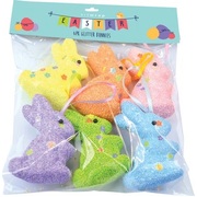 Happy Easter Pastel Sprinkle Bunnies on Ribbon (Pk 6)