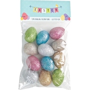 Mixed Metallic Plastic Easter Hanging Egg Decorations (Pk 12)