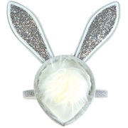 Silver Glitter Easter Bunny Ears on Headband and Tail Set