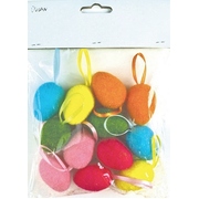 Mixed Colour Easter Fluffy Hanging Egg Decorations (Pk 12)