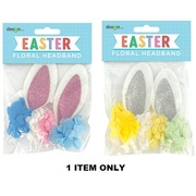 Assorted Easter Bunny Ears & Flowers on Elastic Headband (Pk 1)