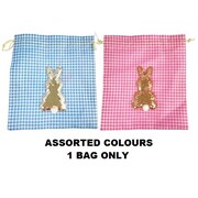 Pink or Blue Easter Drawstring Bag with Sequin Bunny Pk 1