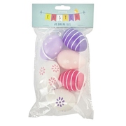Easter Patterned Hanging Plastic Egg Decorations (Pk 6)