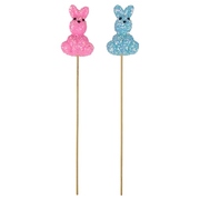 Easter Bunny Painted Glitter Picks Decorations (Pk 2)