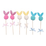 Mixed Colour Plush Bunny Picks 14cm (Pk 6)