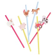Ginger Ray Farm Friends Paper Straws Pk 16