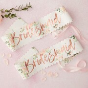 Ginger Ray Bridesmaid Floral Rose Gold Foiled Sash (Pk 2)