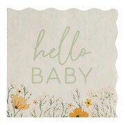 Ginger Ray Floral Hello Baby Paper Napkins Pk 16