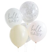 Ginger Ray Floral Hello Baby 30cm Latex Balloons Pk 5