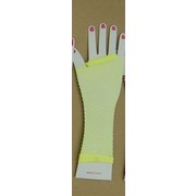 Yellow Long Fishnet Gloves Pk 2