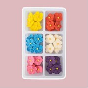 Small 5 Petal Edible Icing Sugar Flowers Decorations 42 Pack | 6 Colours