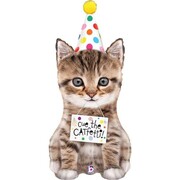 Cue The Catfetti Birthday Cat Foil Supershape Balloon