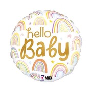 Hello Baby Pastel Rainbow Foil Balloon 35cm 