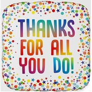 Square Rainbow Thanks Foil Balloon (18in, 46cm) Pk 1