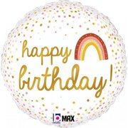 Boho Rainbow Happy Birthday Foil Balloon (18in, 46cm)