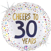 Holographic Cheers To 30 Years Foil Balloon (18in)