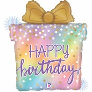 Happy Birthday Pastel Present Supershape Foil Balloon