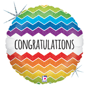Rainbow Congratulations Chevron Foil Balloon (18in, 46cm)  Pk1 AL