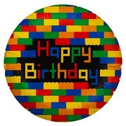 Happy Birthday Blocks Foil Balloon (18in, 46cm) Pk 1