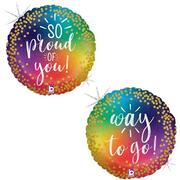 So Proud of You Rainbow Foil Balloon (18in, 46cm) Pk 1