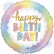 Opal Pastel Happy Birthday Foil Balloon (18in, 46cm) Pk 1