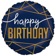Navy Happy Birthday Foil Balloon (18in, 46cm) Pk 1