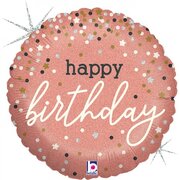 Rose Gold Happy Birthday Confetti Foil Balloon (18in, 46cm)