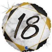 Black & Gold 18 Birthday Marble Foil Balloon (18in,45cm)