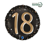 Black & Gold Sparkle 18th Birthday Foil Balloon 46cm