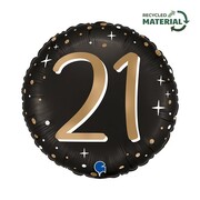 Black & Gold Sparkle 21st Birthday Foil Balloon 46cm