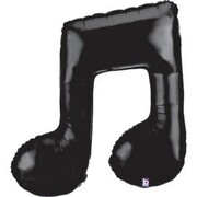 Black Double Music Note Foil Supershape Balloon 66cm x 86cm | Musical Party