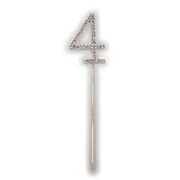 Number 4 Diamante Cake Topper Decoration (5cm) Pk 1