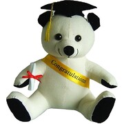 Graduation Message Bear 20cm White Fabric Bear with Congratulations Sash & Pen