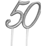 Silver 50 Cake Topper Decoration