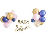 Ginger Ray Baby Shower Pink Blue Gold Balloon Banner Kit