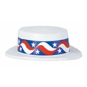 Plastic Boater Hat with Star Band Pk 1 