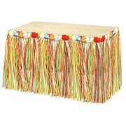 Mutlicoloured Plastic Hawaiian Luau Table Skirt (270cm)