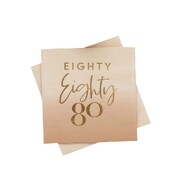Gold Foil 80th Birthday 3 Ply Paper Lunch Napkins Pk 16