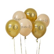 Gold & Peach 70th Birthday 30cm Latex Balloons Pk 6