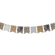 Hootyballoo Safari Animal Print Flag Bunting Banner | 12 Flags with Gold String