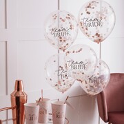 Ginger Ray Team Bride Rose Gold Confetti Latex Balloons 30cm (Pk 5)