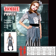 Child Zombie Pirate Girl Costume (X Large, 9-10 Yrs) Pk 1
