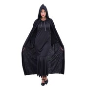 Adult Hooded Black Velvet Cape Halloween Costume 130cm