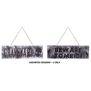 Hanging Foam Warning Sign Halloween Decoration Assorted Pk 1