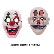 Creepy Evil Clown Halloween Face Mask Assorted Pk 1