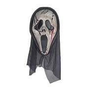 Grey Evil Screamer Halloween Mask with Hood